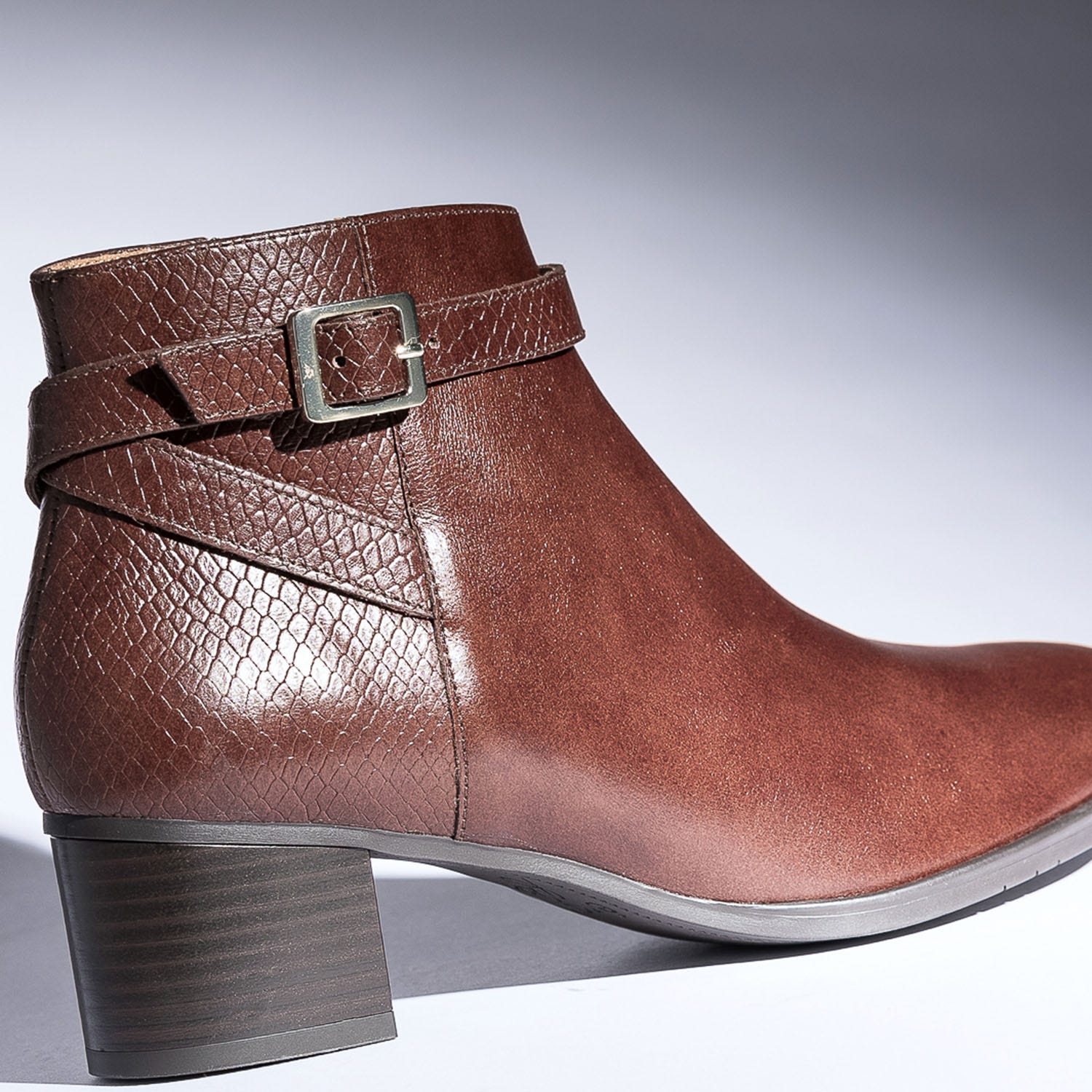 Boots ERAM FLEX cognac en cuir embossé