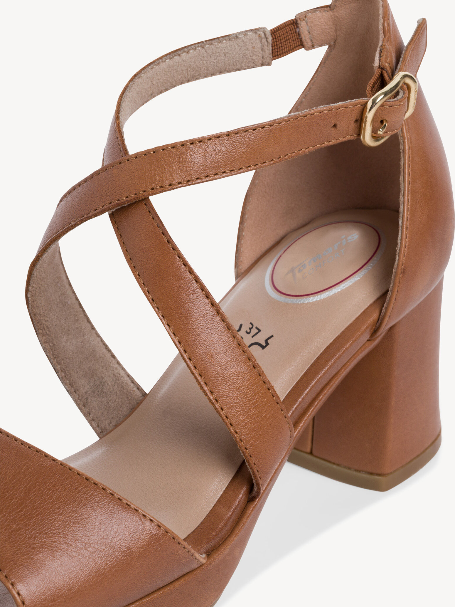Sandale à talon en cuir - marron