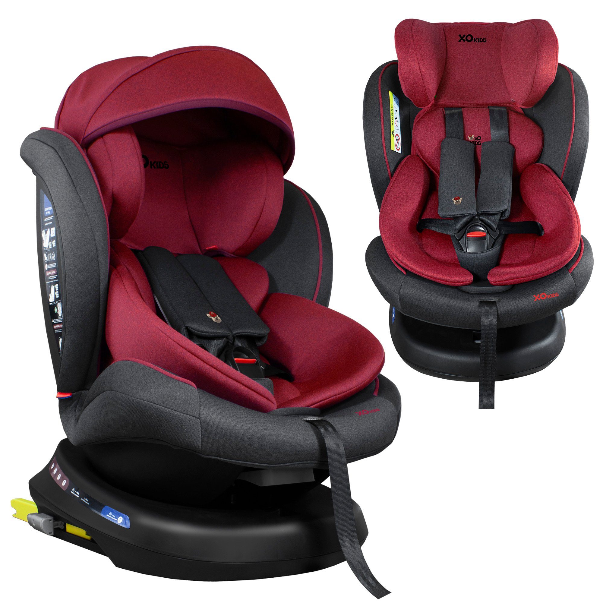 XOMAX Autokindersitz Patrizia, bis: 11, ab: 0 kg, bis: 36 kg, (Patrizia), mit 360° Drehfunktion, Isofix Gruppe 0/1/2/3 5-Punkt-Gurt ECE R44/04