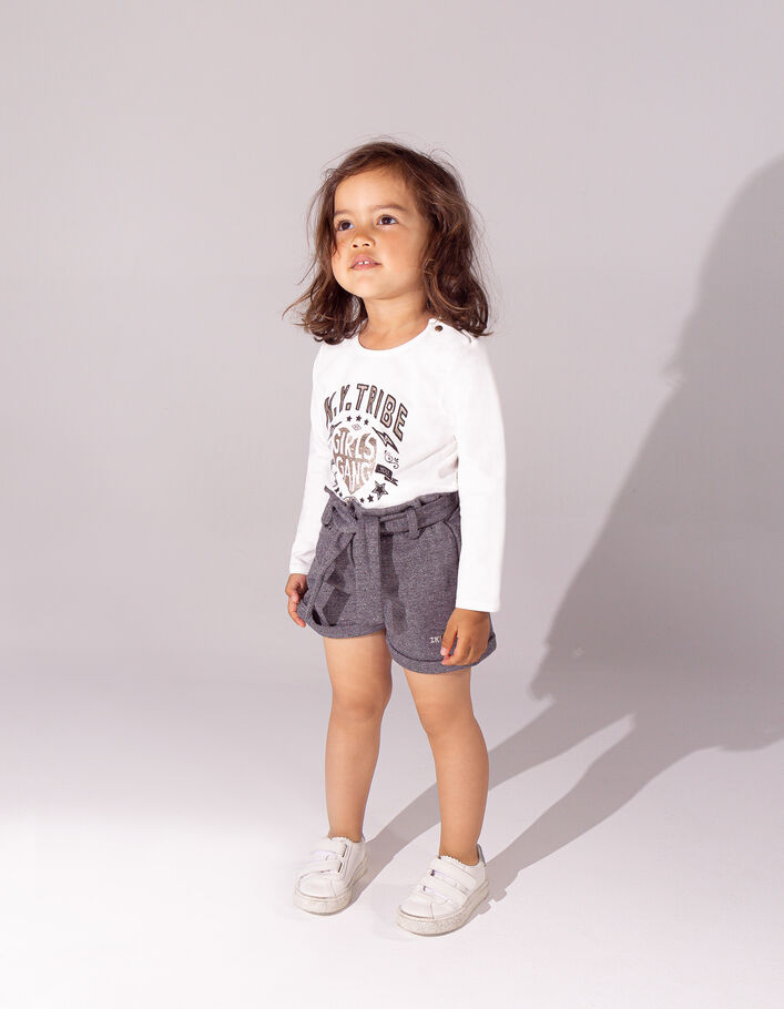 Ensemble short gris et T-shirt écru bébé fille