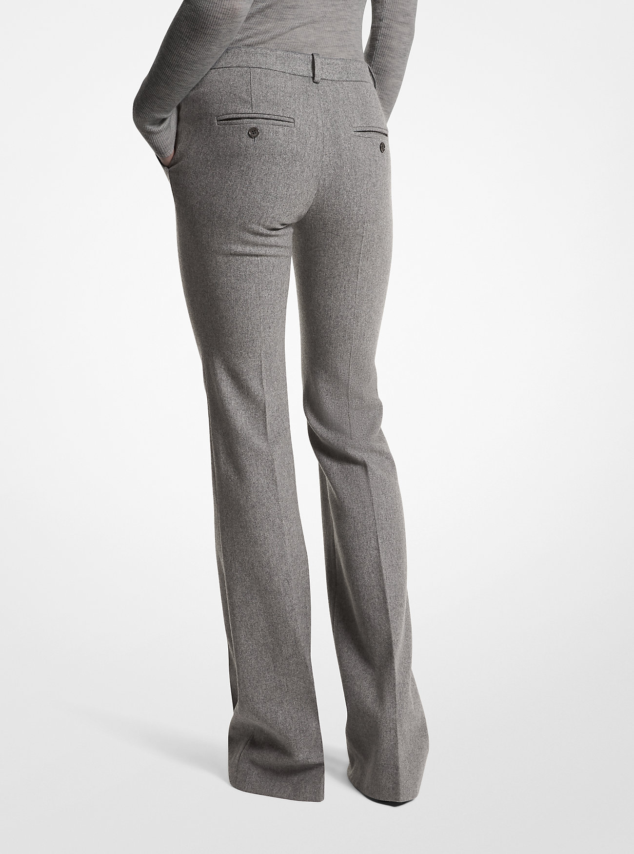 Haylee Stretch Wool Flannel Flared Trousers - BANKER GREY