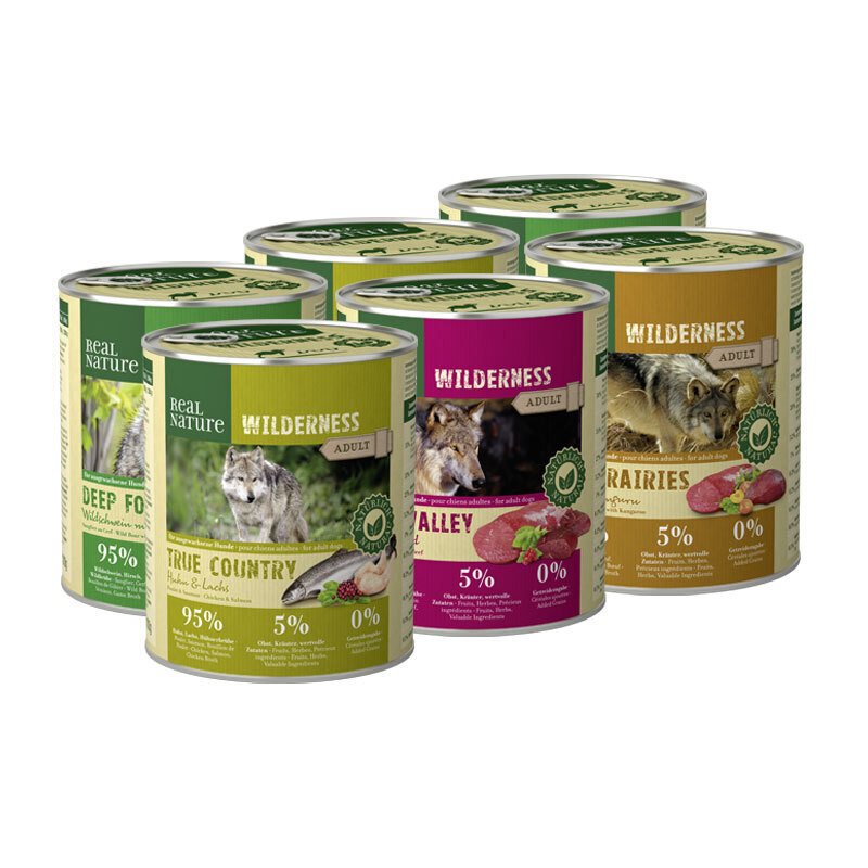 REAL NATURE Hundenassfutter REAL NATURE WILDERNESS Adult Mixpaket 6x800g Mixpaket 1