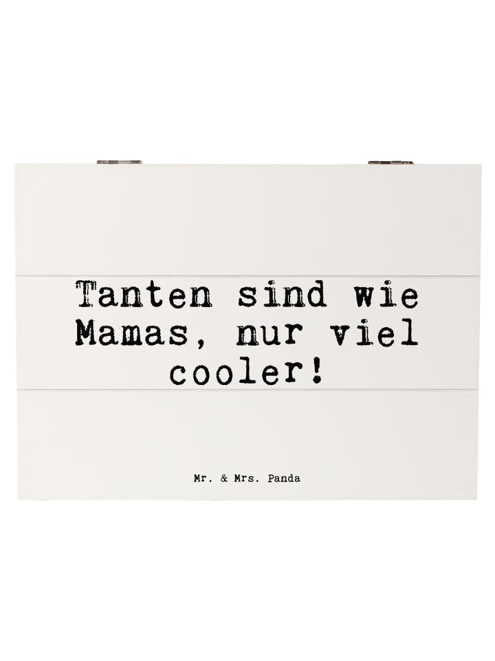 Mr. & Mrs. Panda Holzkiste Tanten sind wie Mamas,... mit Spruch in Weiß günstig kaufen