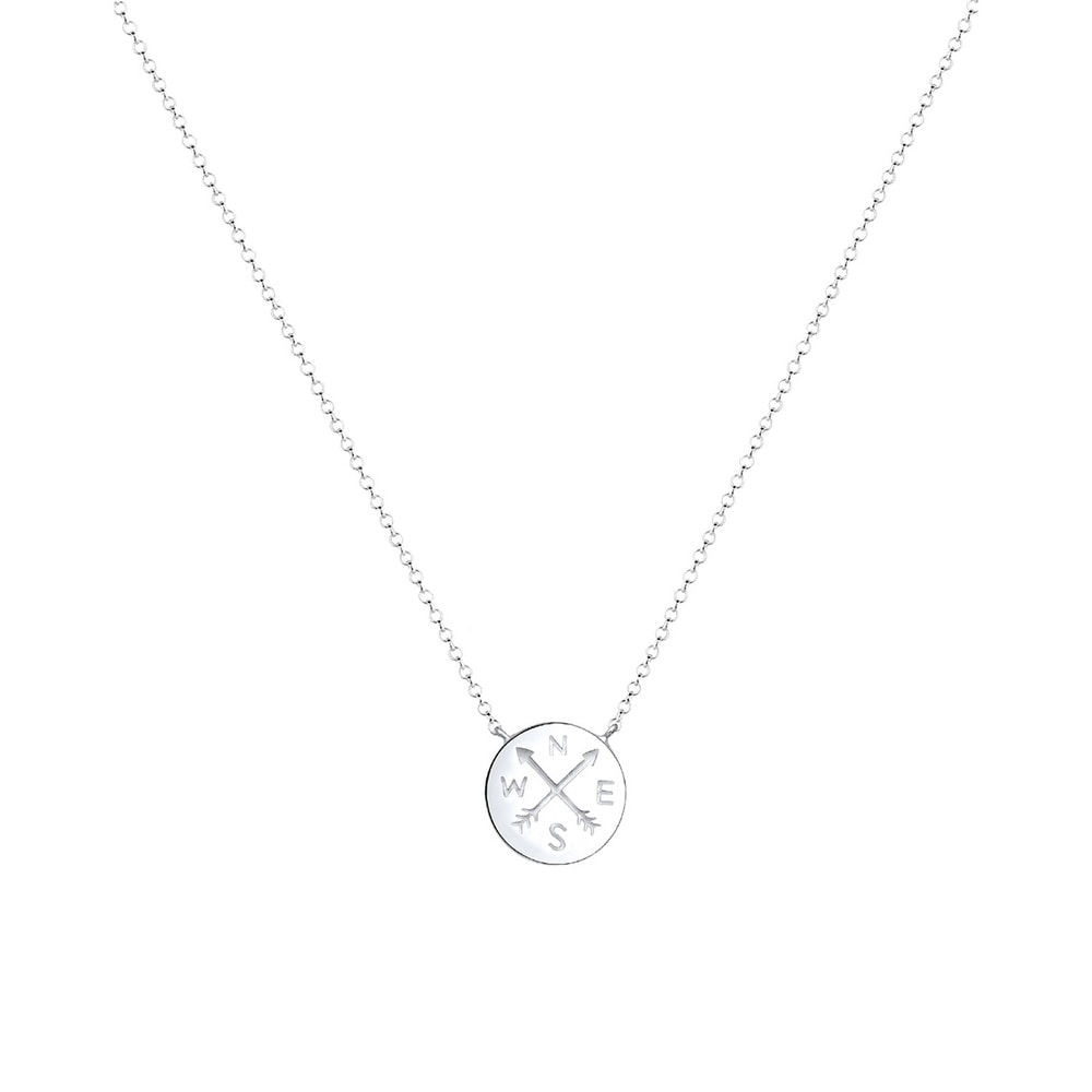 Elli Elli Collier Femme Pendentif Compas Boussole Voyager - (925/1000) Argent Bijoux