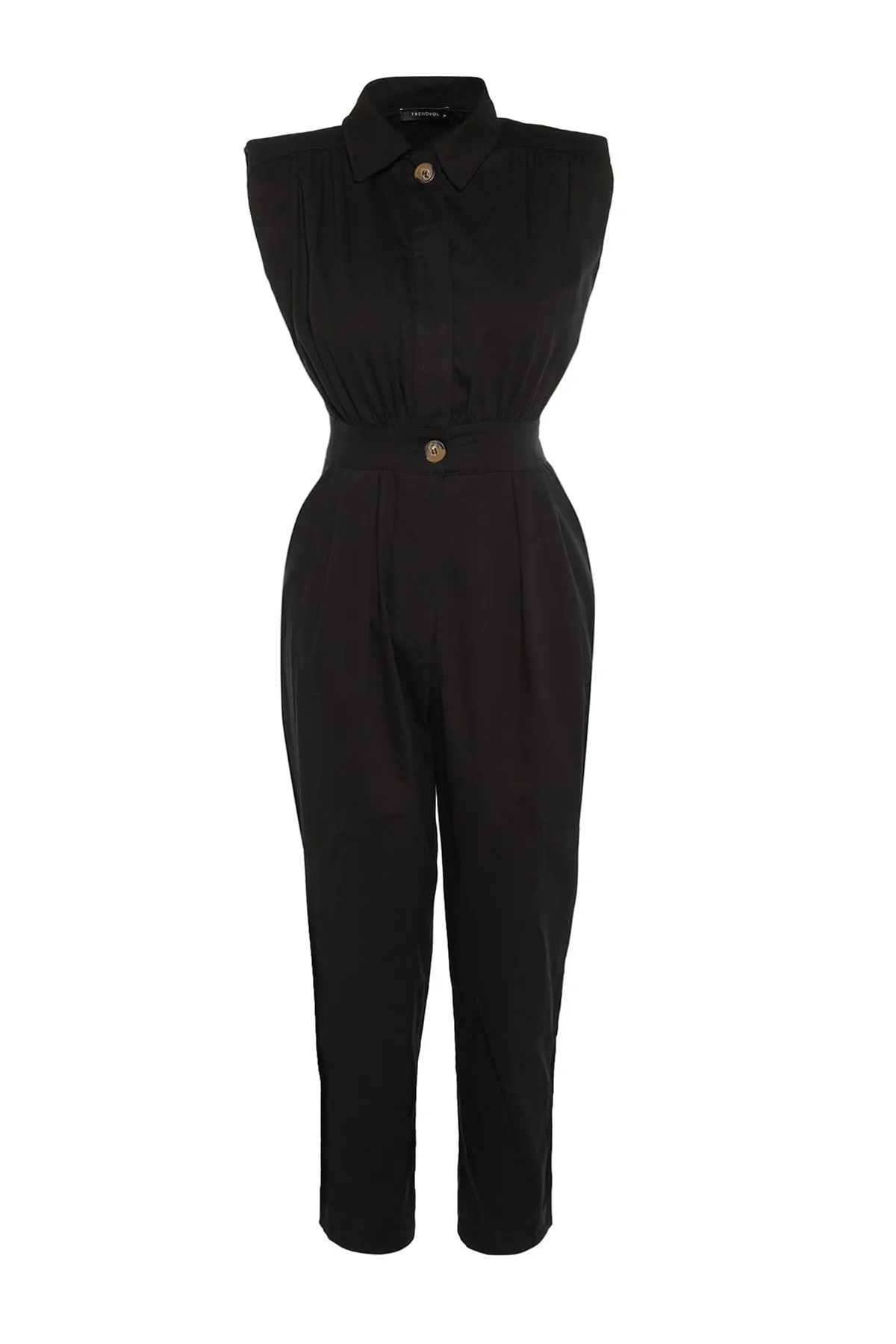 Trendyol Collection  Design Schwarzer, wattierter Maxi-Jumpsuit aus Webstoff TWOSS21TU0233
