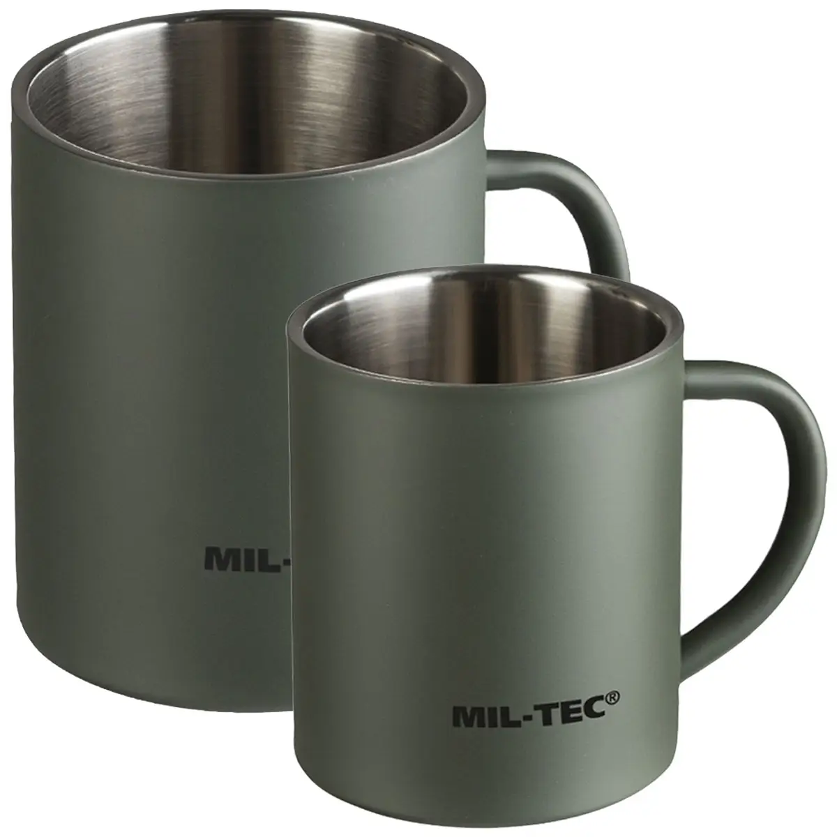 Tasse Edelstahl doppelwandig oliv versch. Größen
