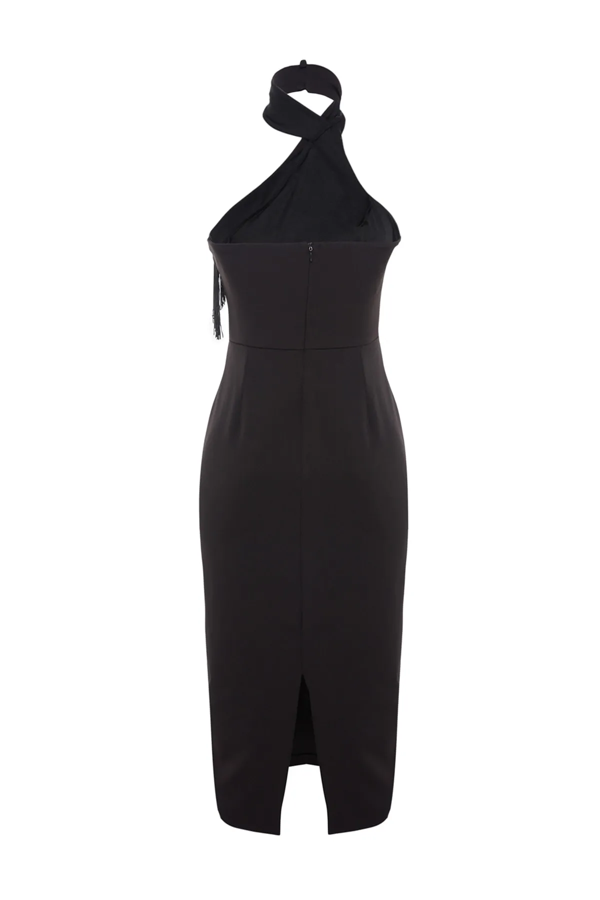 Trendyol Collection  Schwarzes Abendkleid mit Quasten und Details TPRSS23EL00091