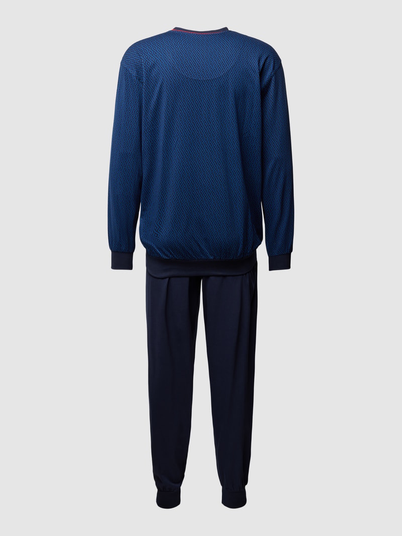 Pyjama mit Brusttasche Modell 'PURE COTTON' in blau