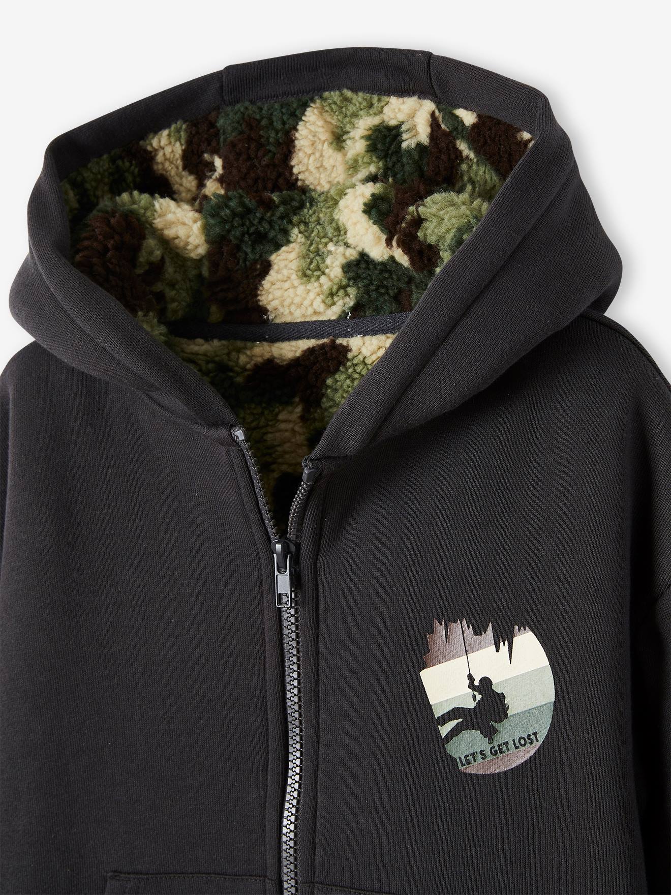 Vertbaudet Jungen Sweatjacke mit Teddyfleece-Futter - anthrazit