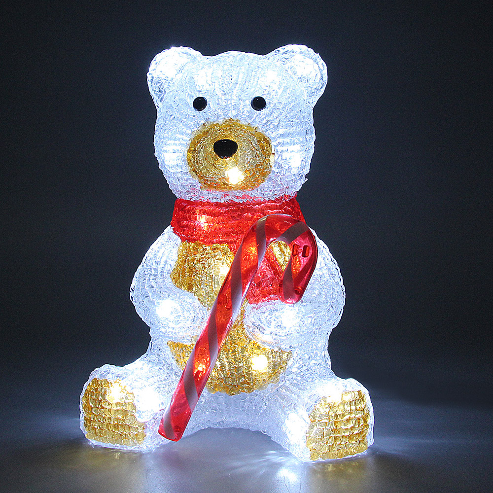DEUBA LED Figur Teddy sitzend Acryl 25 x 17,5 x 13cm rot/weiß/schwarz/braun