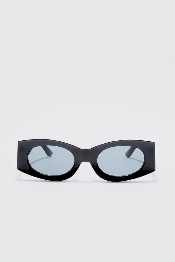 Schwarz ovale klobige Plastik-Sonnenbrille