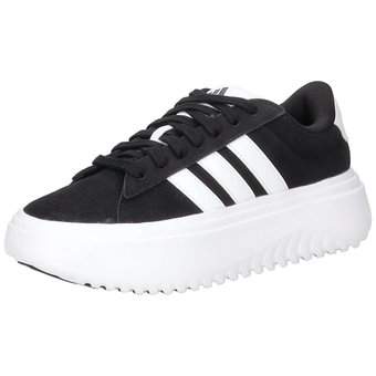adidas Grand Court Platform Suede in schwarz