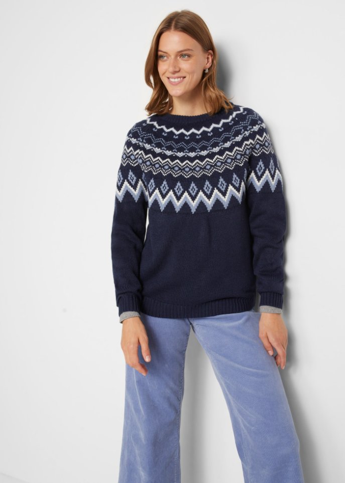 Hochgeschlossener Norweger-Pullover