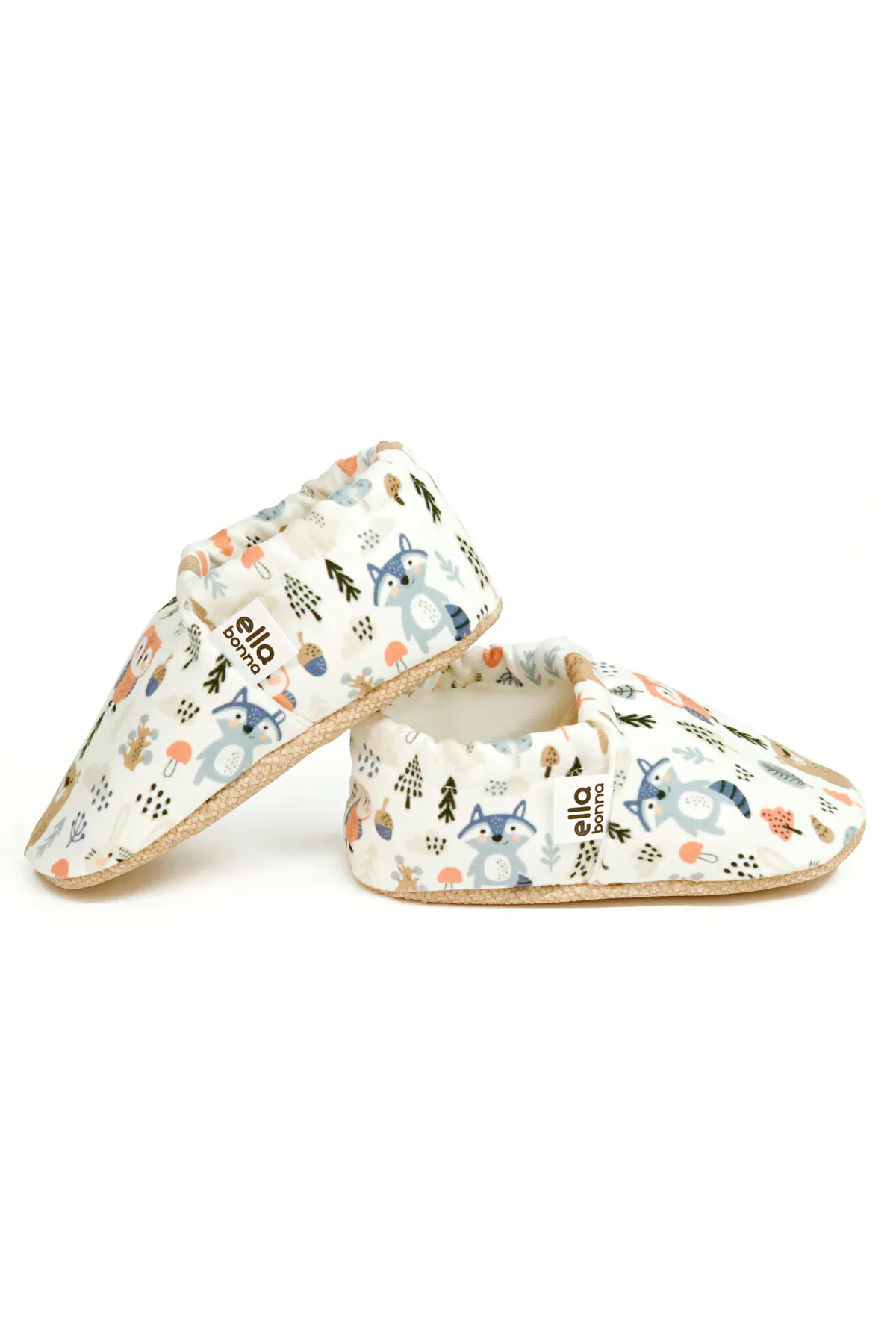 Ella Bonna  Rutschfeste Sohle, Waldtiere, Babyschuhe, Heimstiefel, Hausschuhe, Kinderzimmerschuhe, Hausschuhe