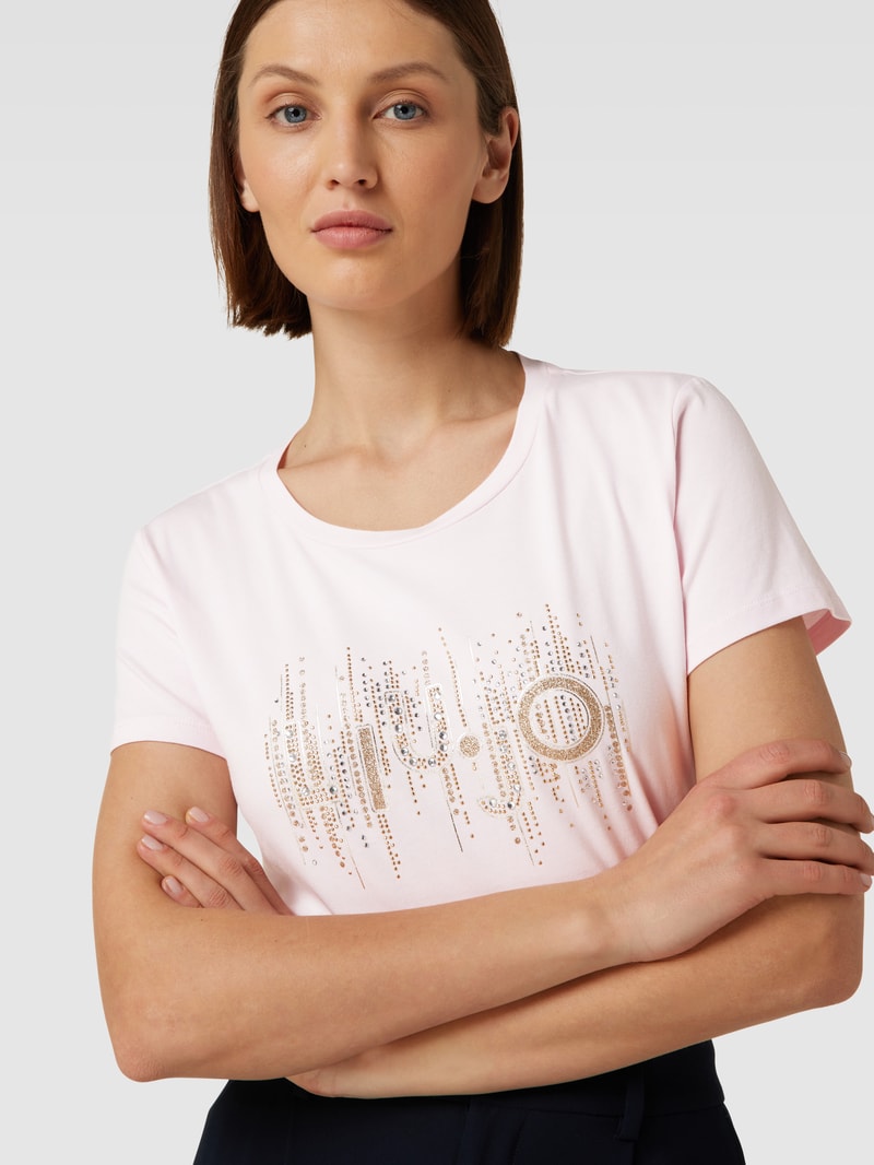 T-Shirt mit Ziersteinbesatz in rosa