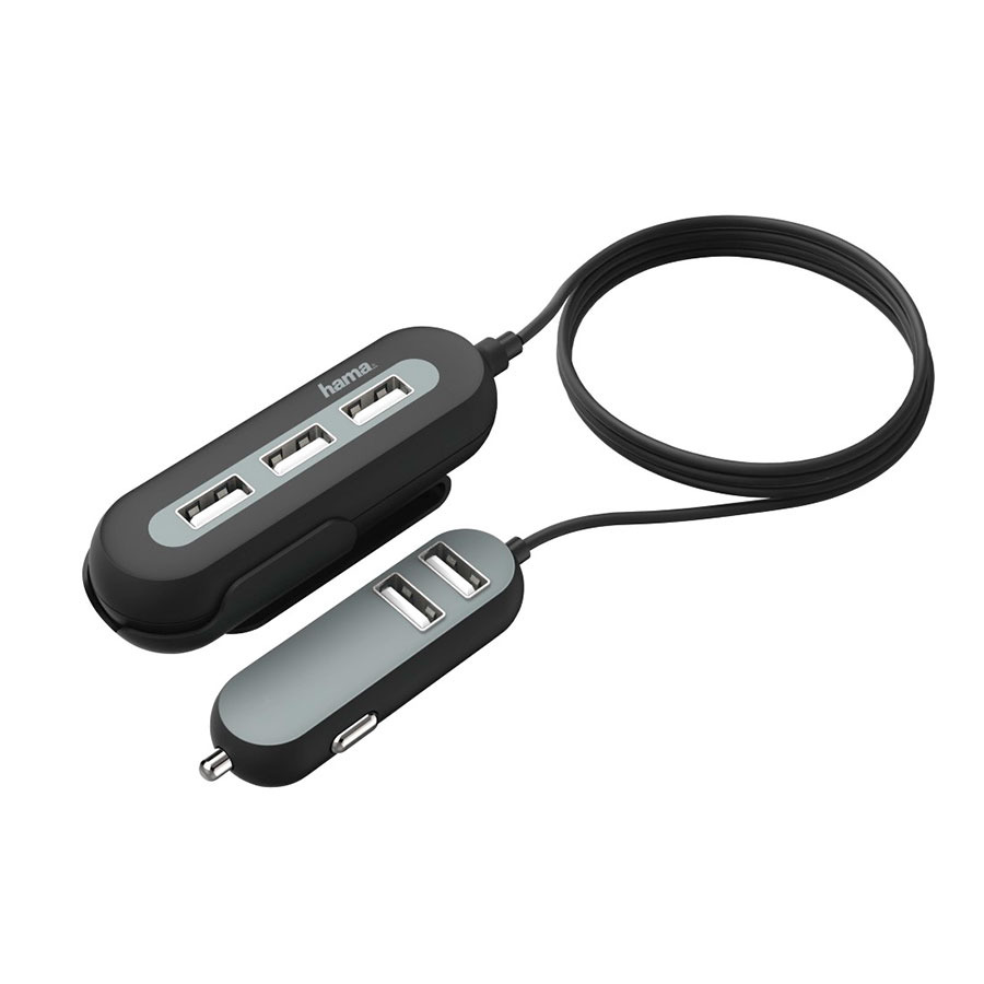 Hama USB-Kfz-Ladegerät "2+3 Power Extension" mit 5-fach USB, 10 A, in Schwarz - ATU