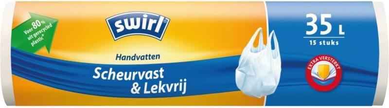 Swirl Müllsäcke 35 L Weiß PE (Polyethylen) Tragegriff 15 Stück