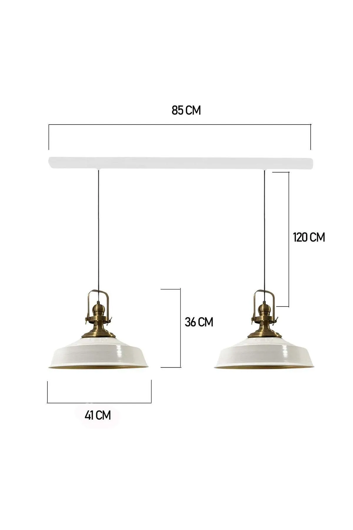 Bamyum  Pendelleuchte Asletl, 2-flammig Metall 41 cm, Weiß Lampe