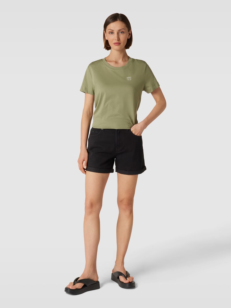 Jeansshorts mit fixierten Umschlägen Modell 'ZURI' in schwarz