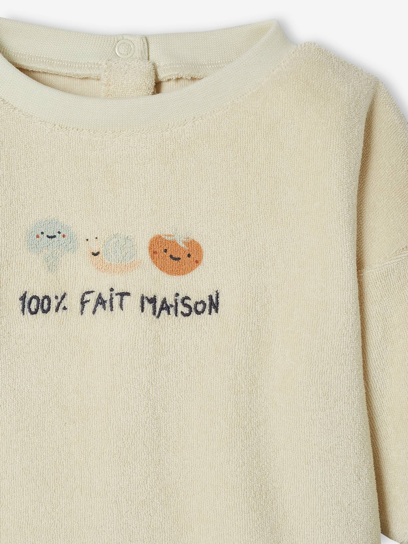 Ensemble en éponge bébé sweat et pantalon écru