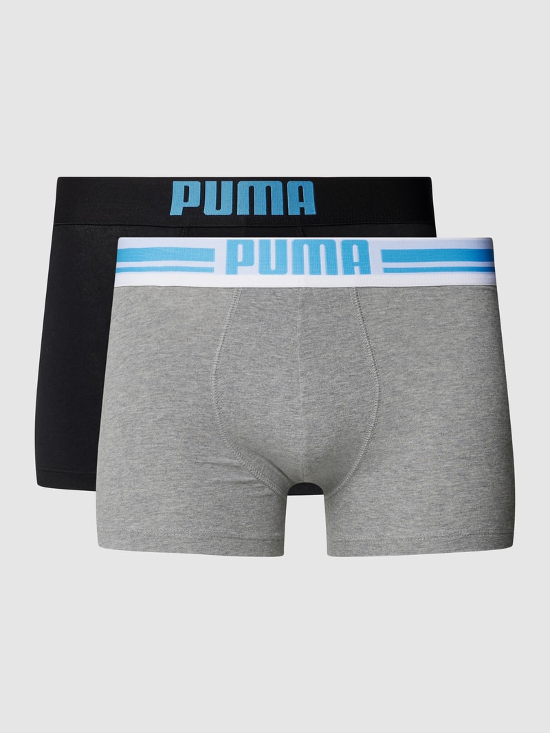 Boxershorts mit elastischem Logo-Bund im 2er-Pack in mittelgrau meliert