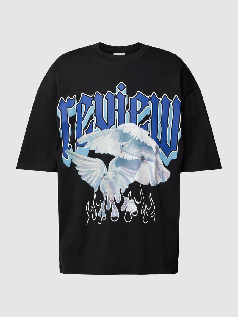 T-Shirt mit Motiv-Print in schwarz