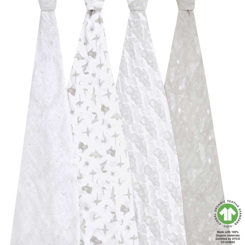 Lot de 4 langes map the stars foret gris Aden et Anais