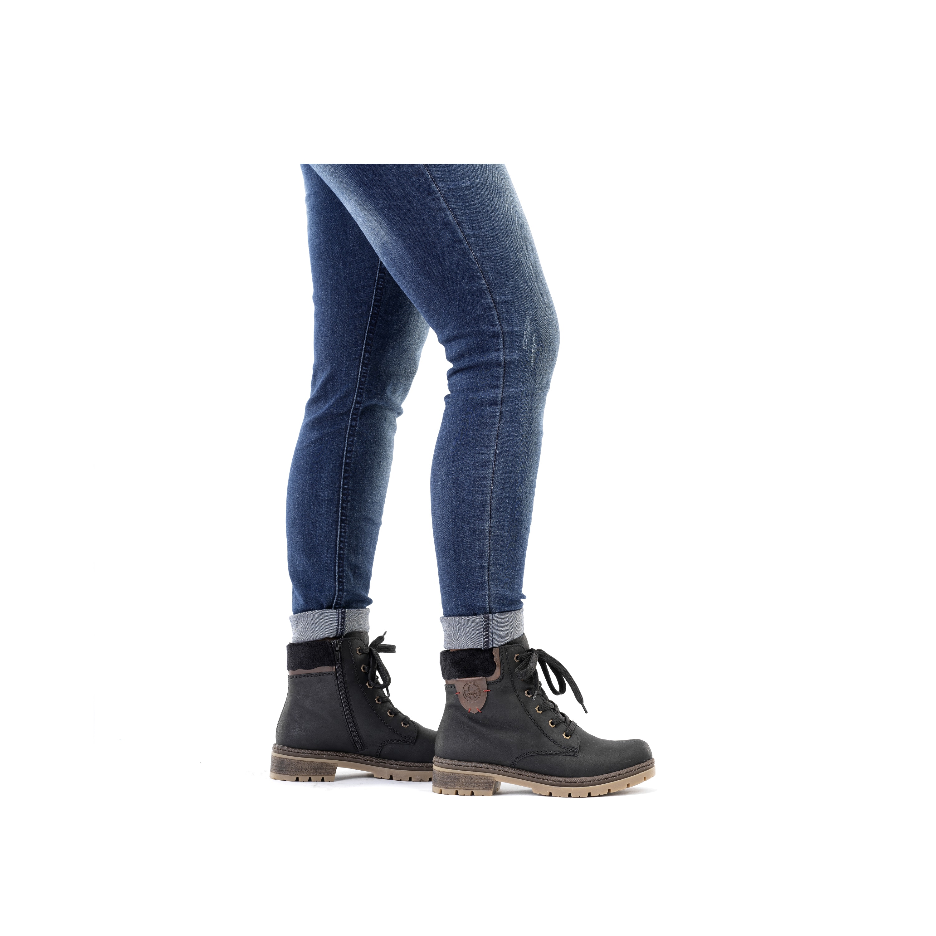 Rieker Damen Schnürstiefel graphitschwarz