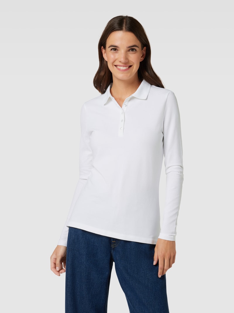 Longsleeve mit Polokragen in weiß
