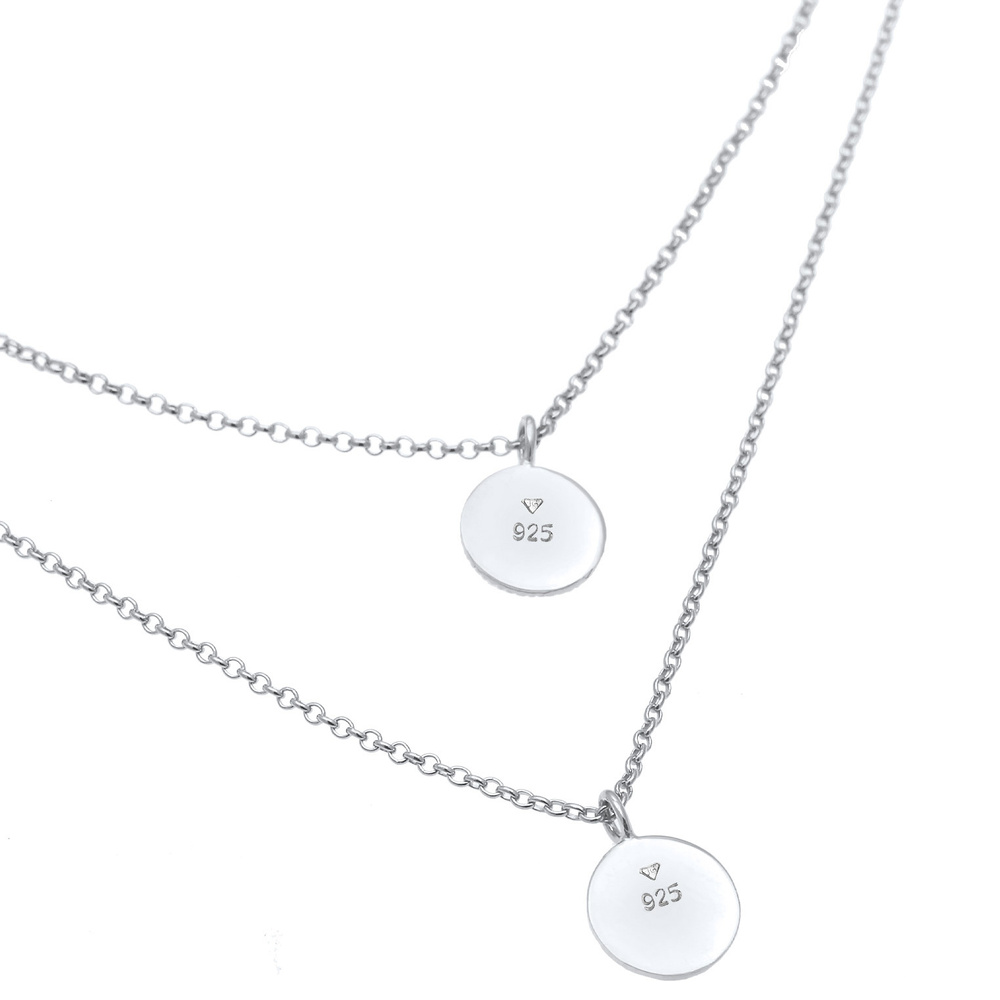 Elli Elli Collier Femmes Choker Couches Cercle Rond Monnaie Tendance Vintage en Argent collier