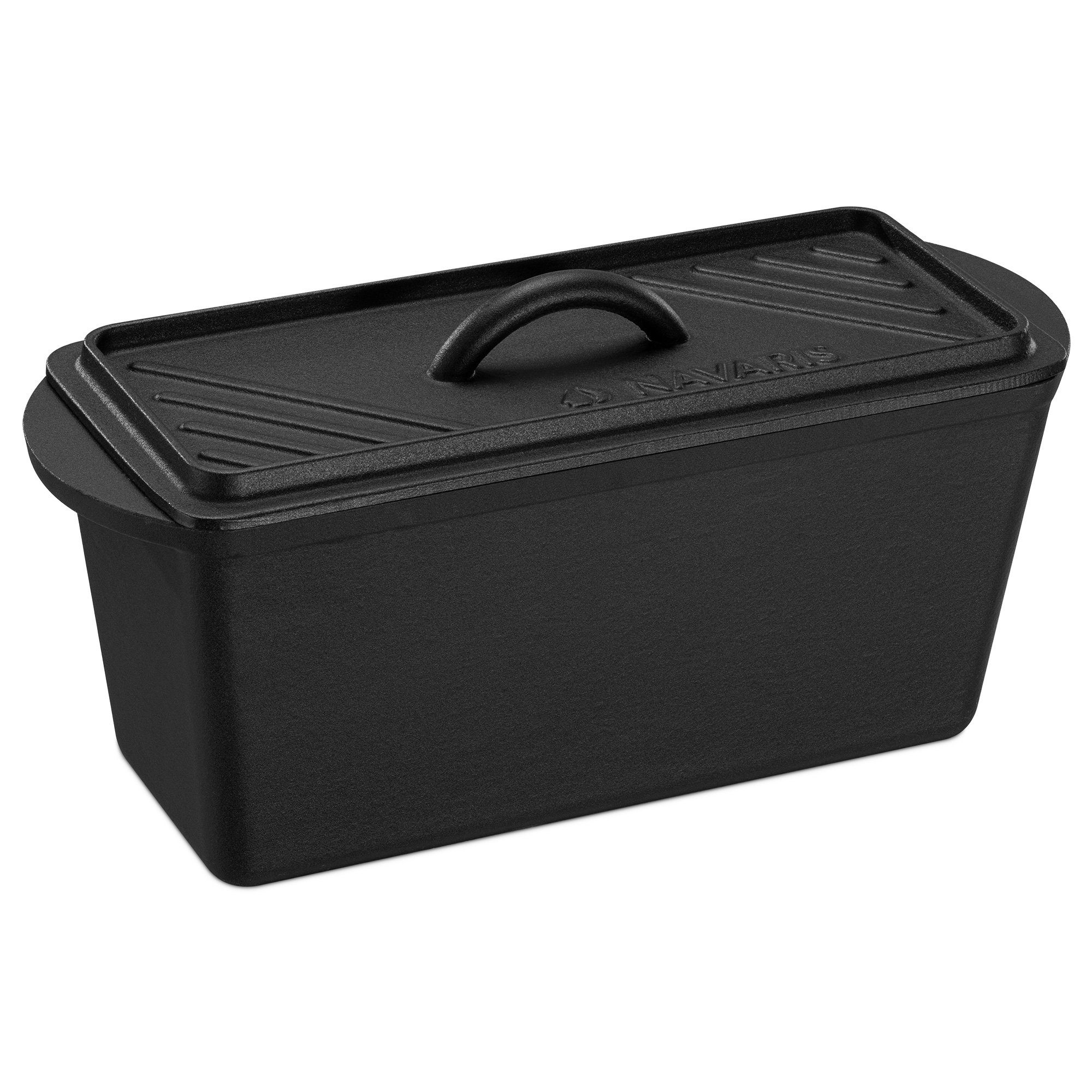 Navaris Brotbackform Gusseisen Brotbackform mit Deckel - 34x13,5x17cm - Dutch Oven