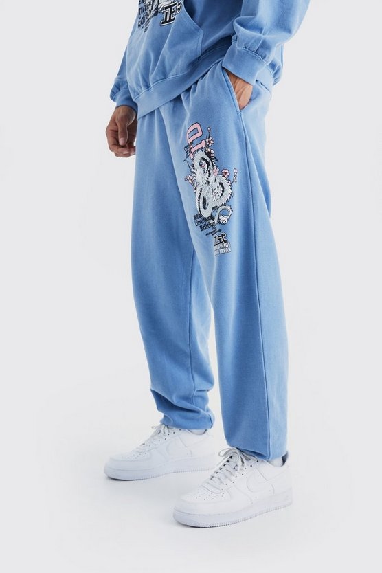 Oversize Jogginghose mit Blossom Dragon Print