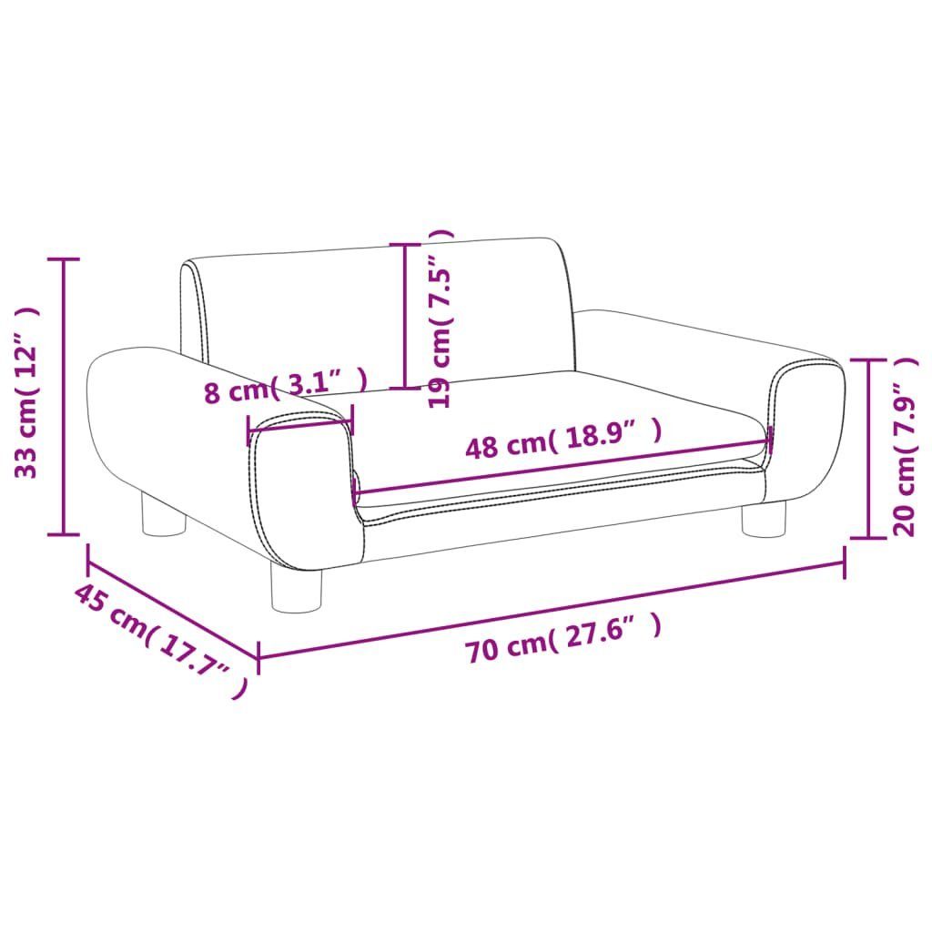 vidaXL Kindersofa Kindersofa Braun 70x45x33 cm Samt Kindercouch Kindermöbel Kinderzimmer