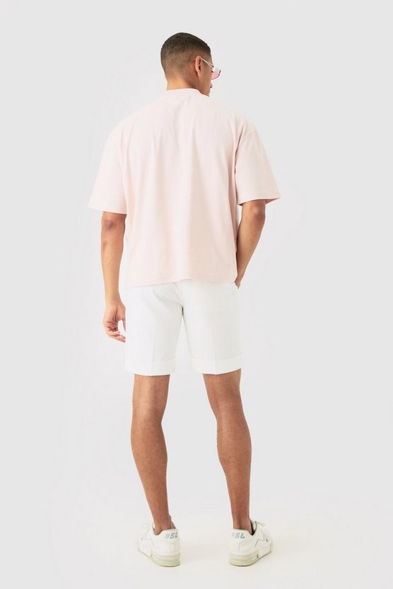 Kastiges Oversize T-Shirt mit floraler Stickerei