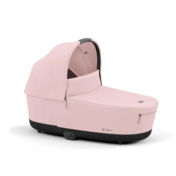 Cybex Priam V4 stroller set in peach pink with matte black frame