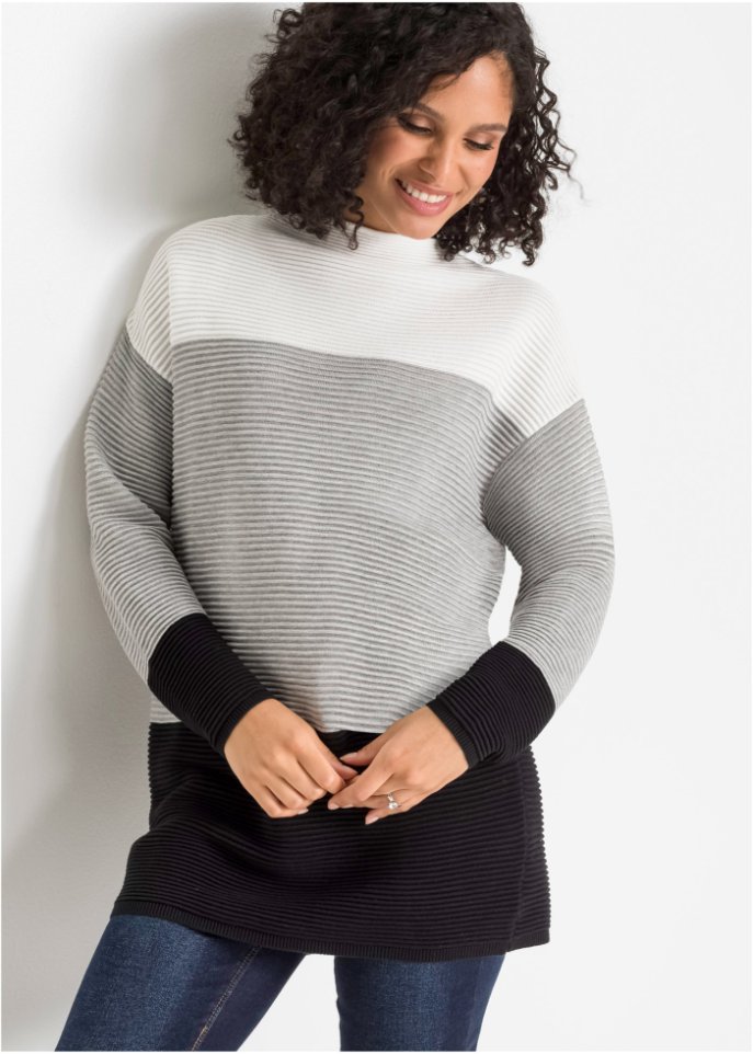 Gestreifter Long-Pullover