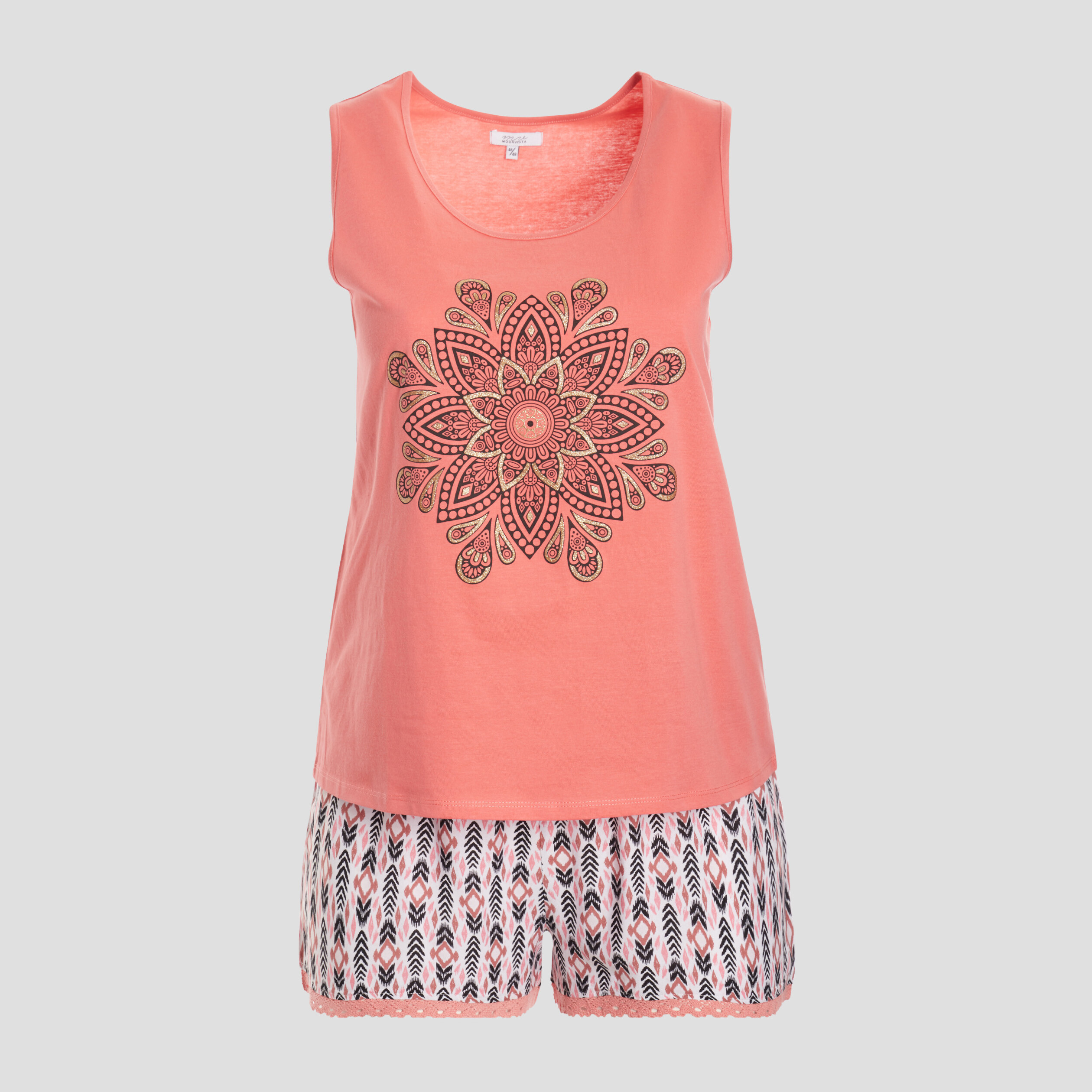 Ensemble pyjama 2 pièces orange corail femme grande taille | La Halle