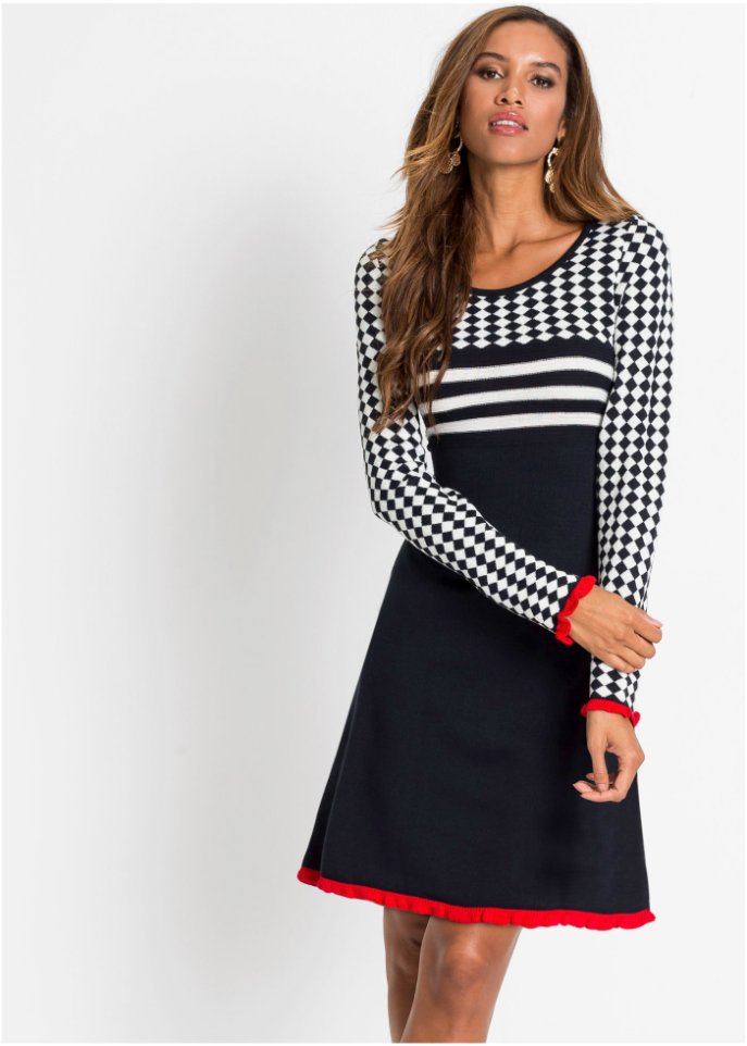 Strickkleid mit Rüschen