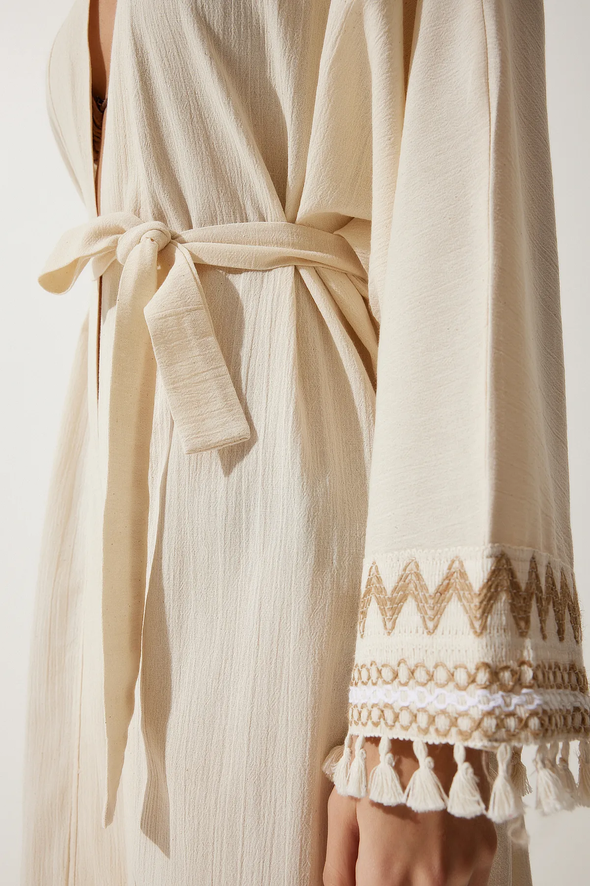 Happiness İstanbul  Kimono & Kaftan - Beige - Regular Fit