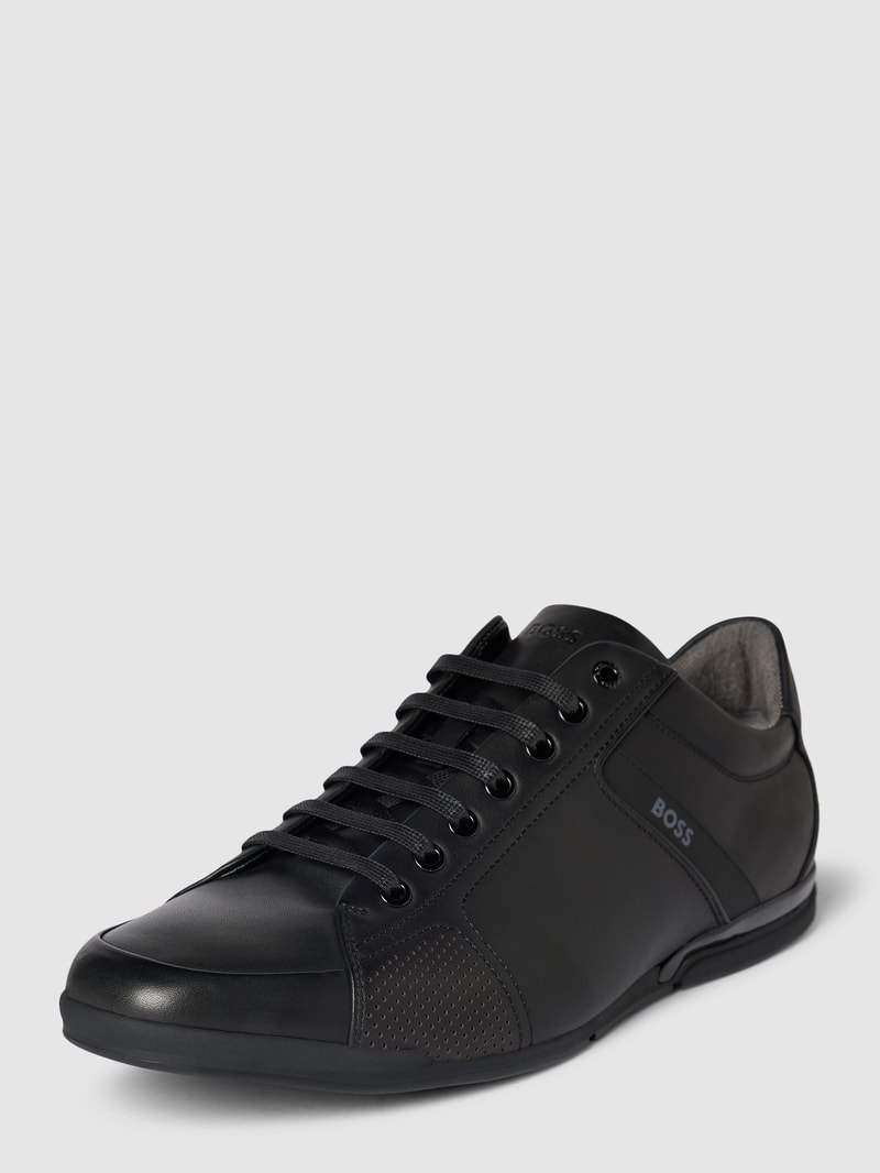 Sneaker aus echtem Leder Modell 'Saturn' in schwarz