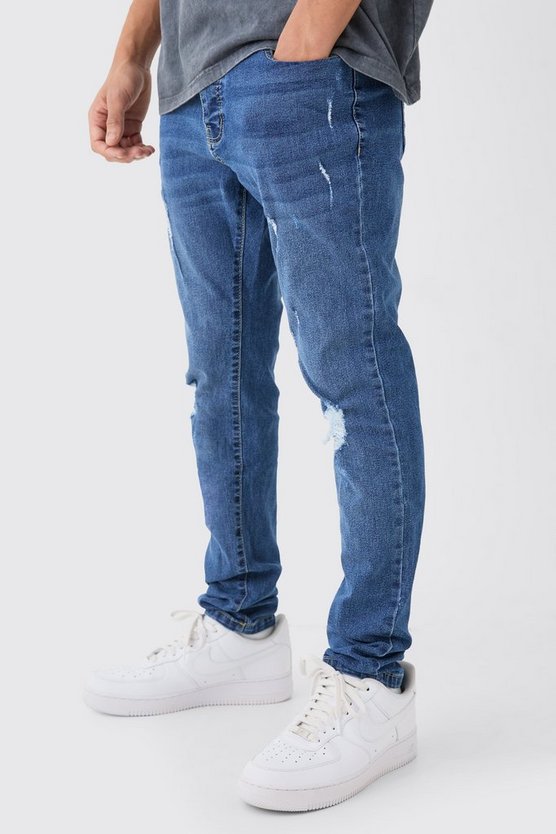 Skinny Stretch Jeans mit Riss am Knie
