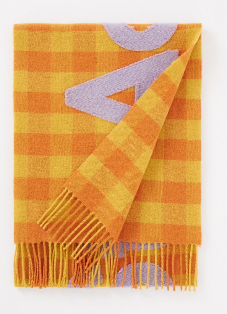 Acne Studiosin villahuivi logolla ja ruutukuosilla 205 x 35 cm