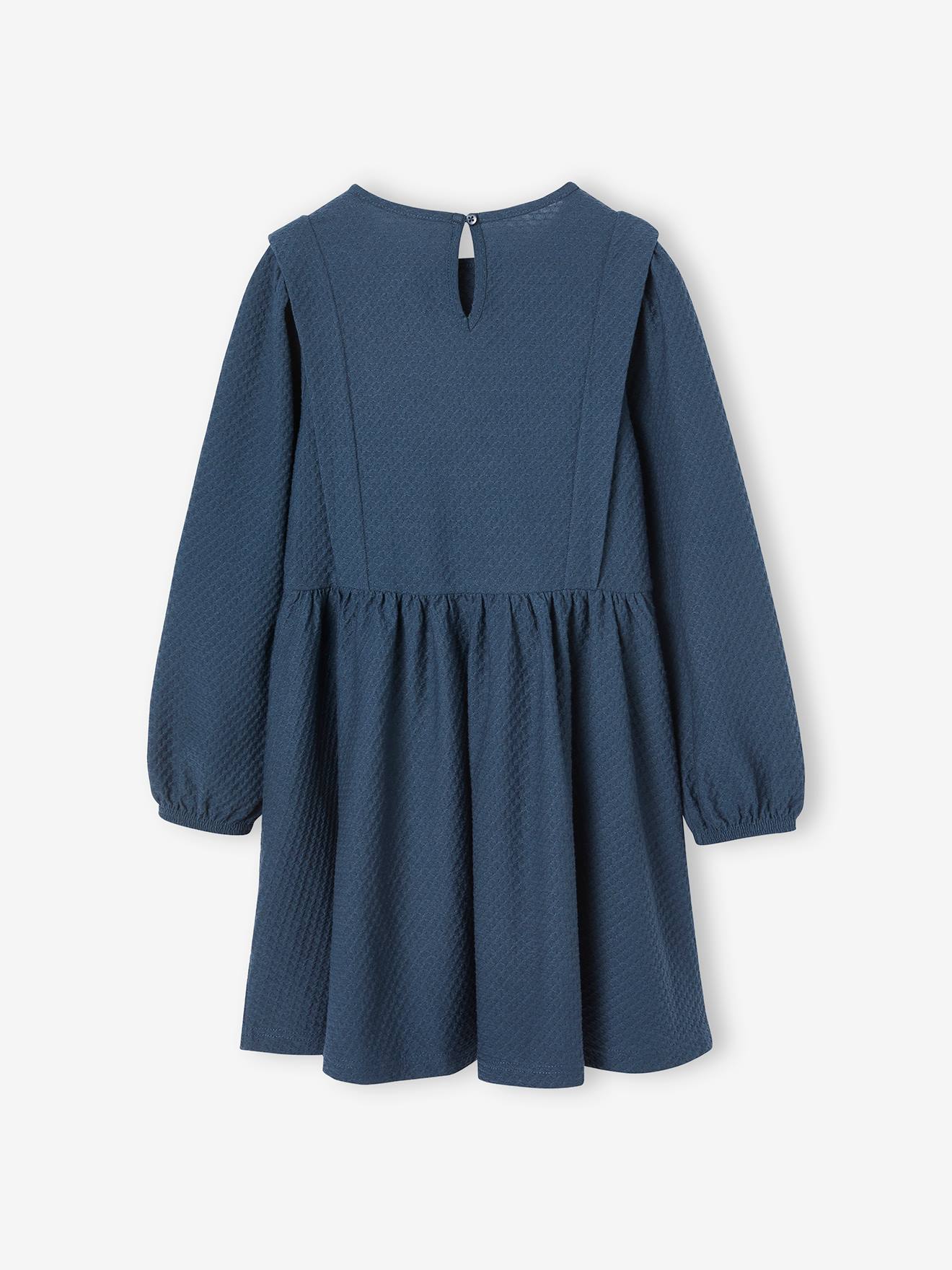Vertbaudet Mädchen Kleid, Reliefmaterial - hellbraun