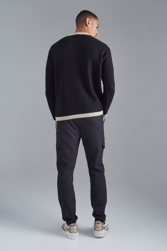 Langärmliges Oversize Poloshirt mit Kontrast-Kragen