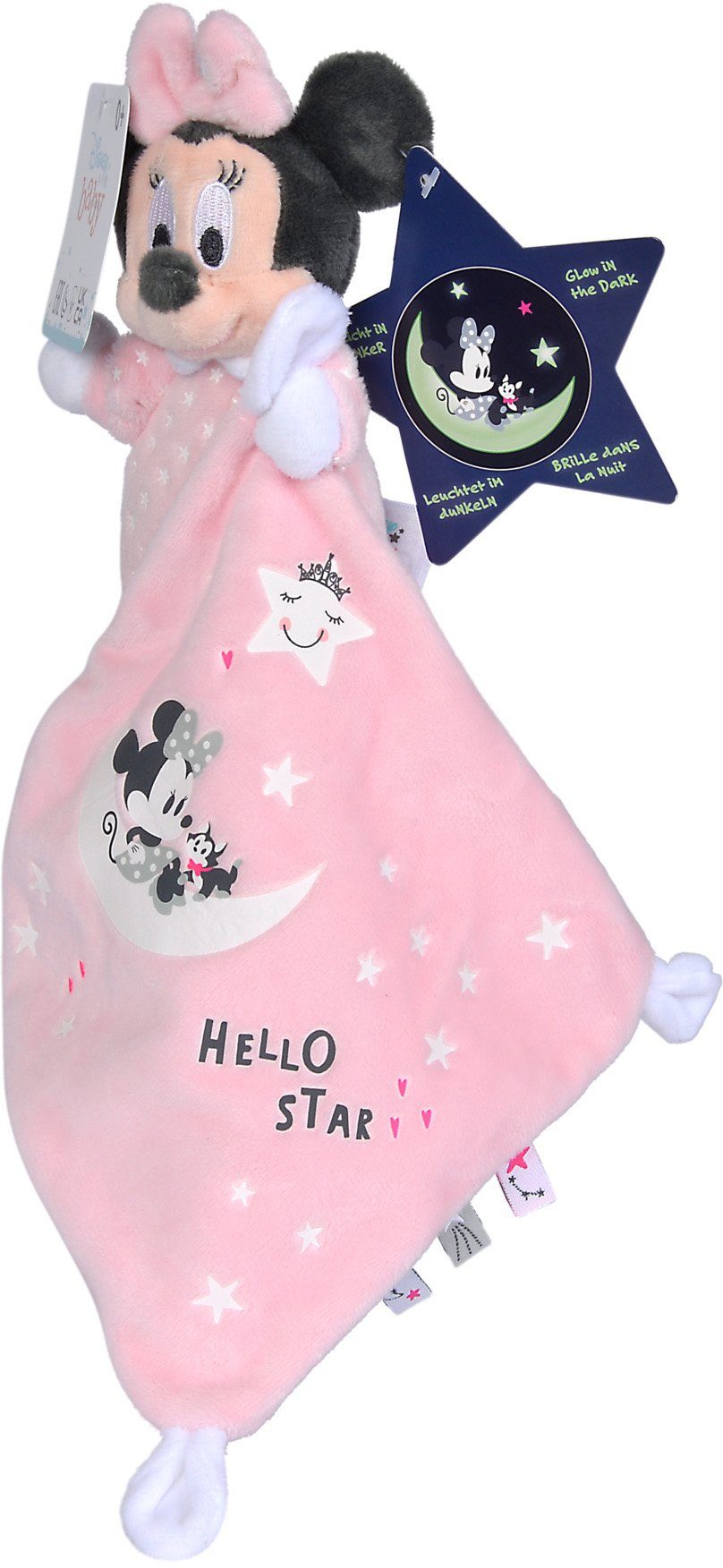 SIMBA Schmusetuch  Minnie Glow in the dark, Starry Night, mit leuchtenden Elementen