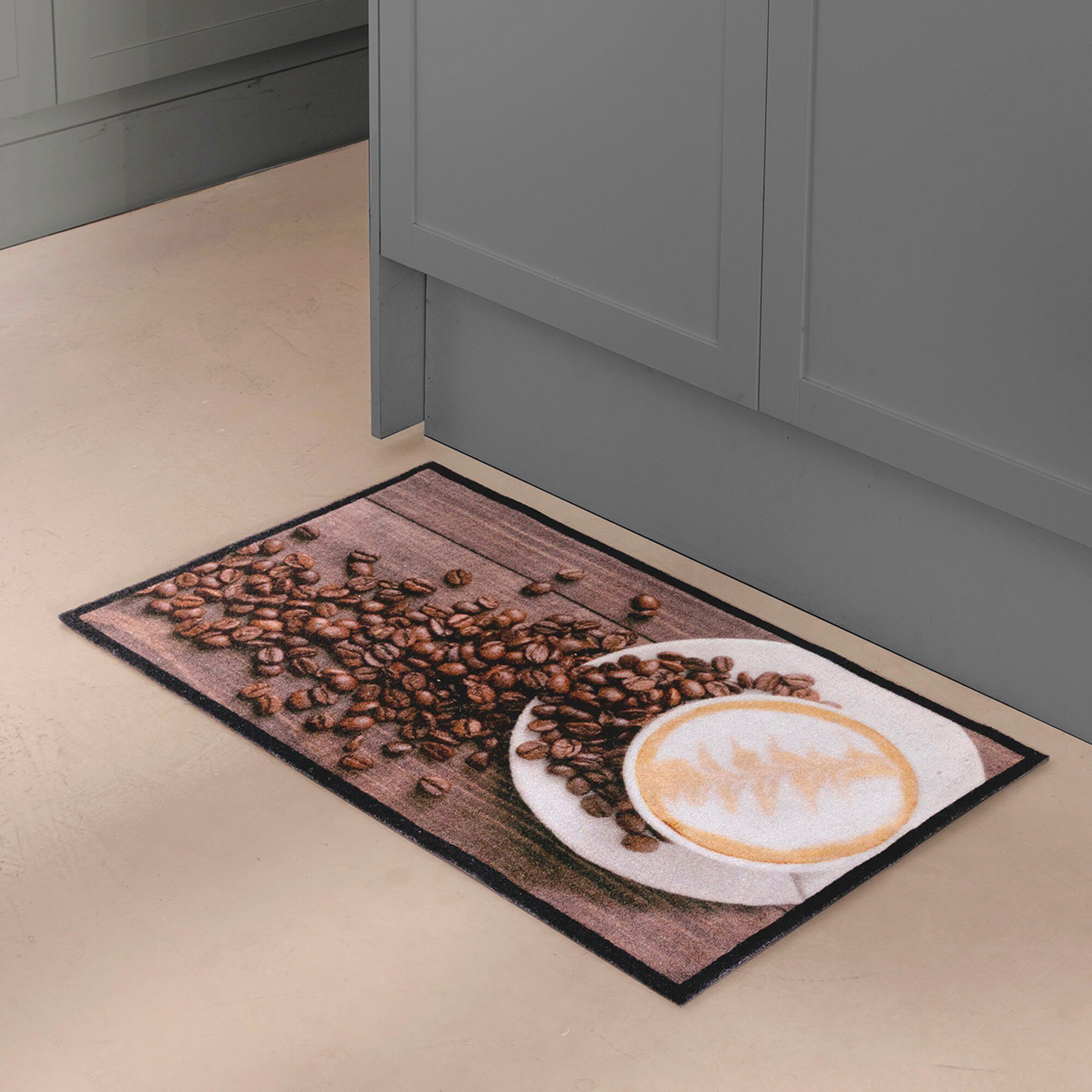 Tapis de cuisine velours motif café