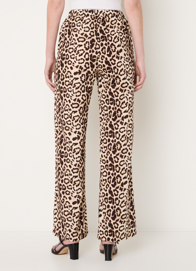 Pantaloni Refined Department a vita alta e gamba larga con stampa leopardata e tasche laterali.