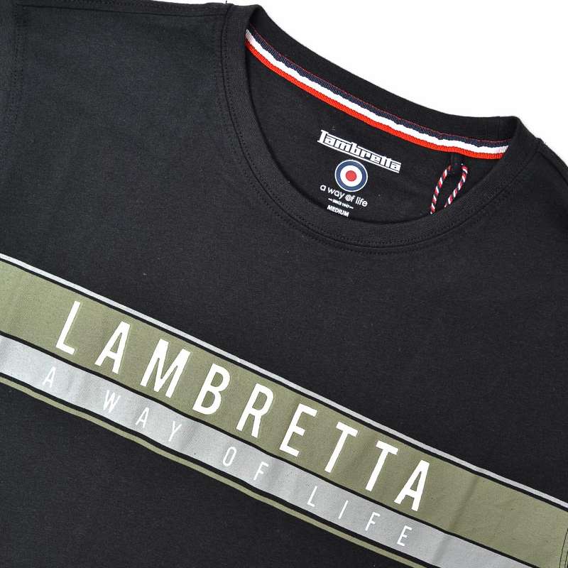 Lambretta Chest Stripe Herren T-Shirt SS0157-BLK