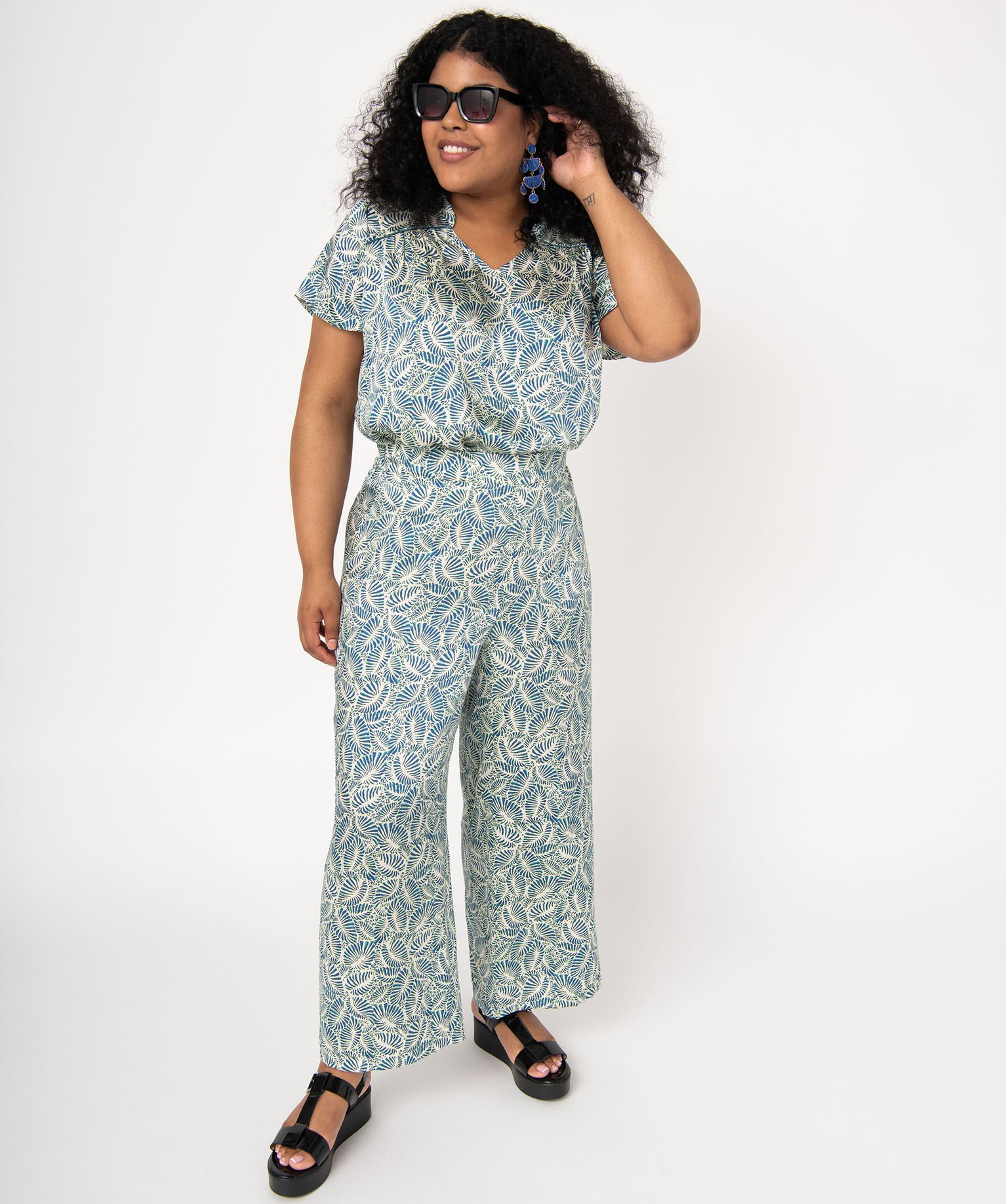 Blouse imprimée à manches courtes femme grande taille imprime | GEMO