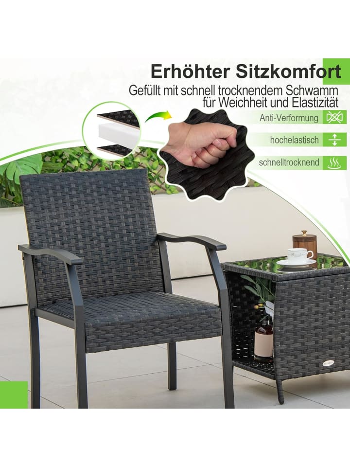 COSTWAY 3 tlg. Gartenmöbel Set in Braun günstig kaufen onesize